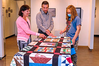 students at an art gallery