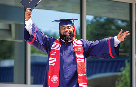 student in cap and gowns