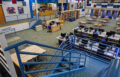 Photo of the library from the second story.