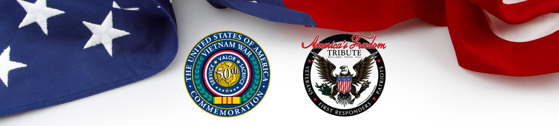 American flag with logos