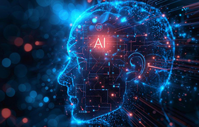 computer code surround a profile of a human head.