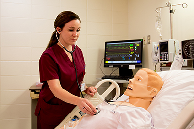 Nursing student using state of the art equipment and Atlantic Cape.