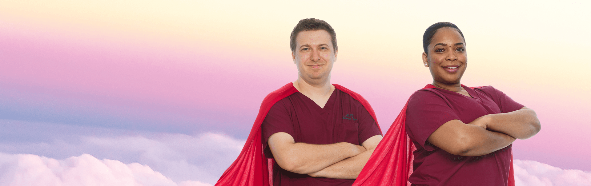nursing students wearing scrubs and capes