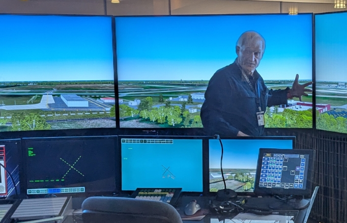 Professor Tim Cwik teaches air traffic control
