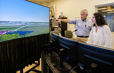 Professor Tim Cwik teaches air traffic control