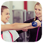 a woman being instructed in health and wellness.