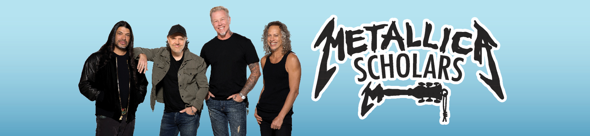 Metallica Scholars logo and a picture of the band Metallica