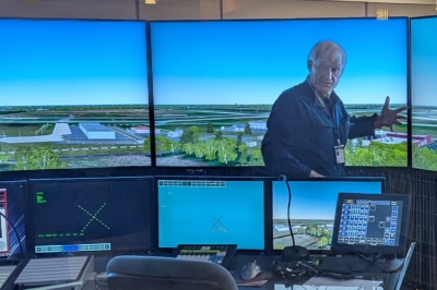 Professor Tim Cwik teaching air traffic control