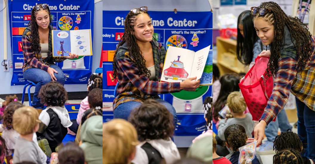 Atlantic Cape student and Black Student Alliance member Kiara Vasquez read to the students