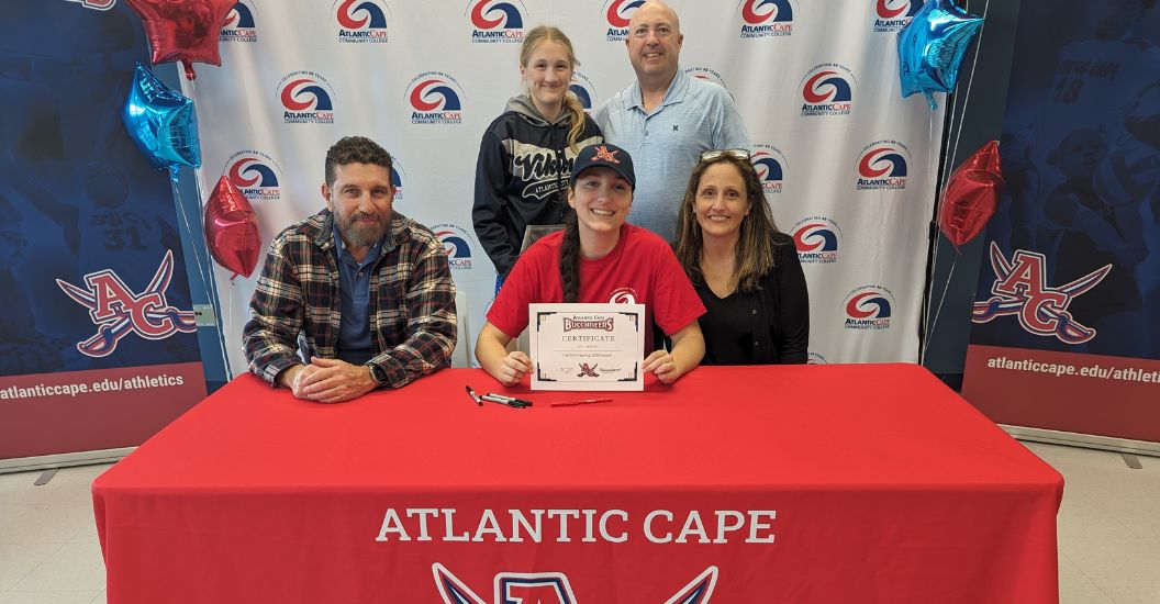 Millinda Marigliano and her family on Athletics Signing Day at Atlantic Cape