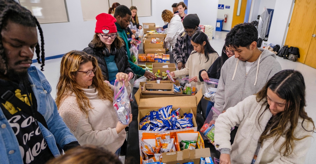Students create blessing bags last year for Angels in Motion