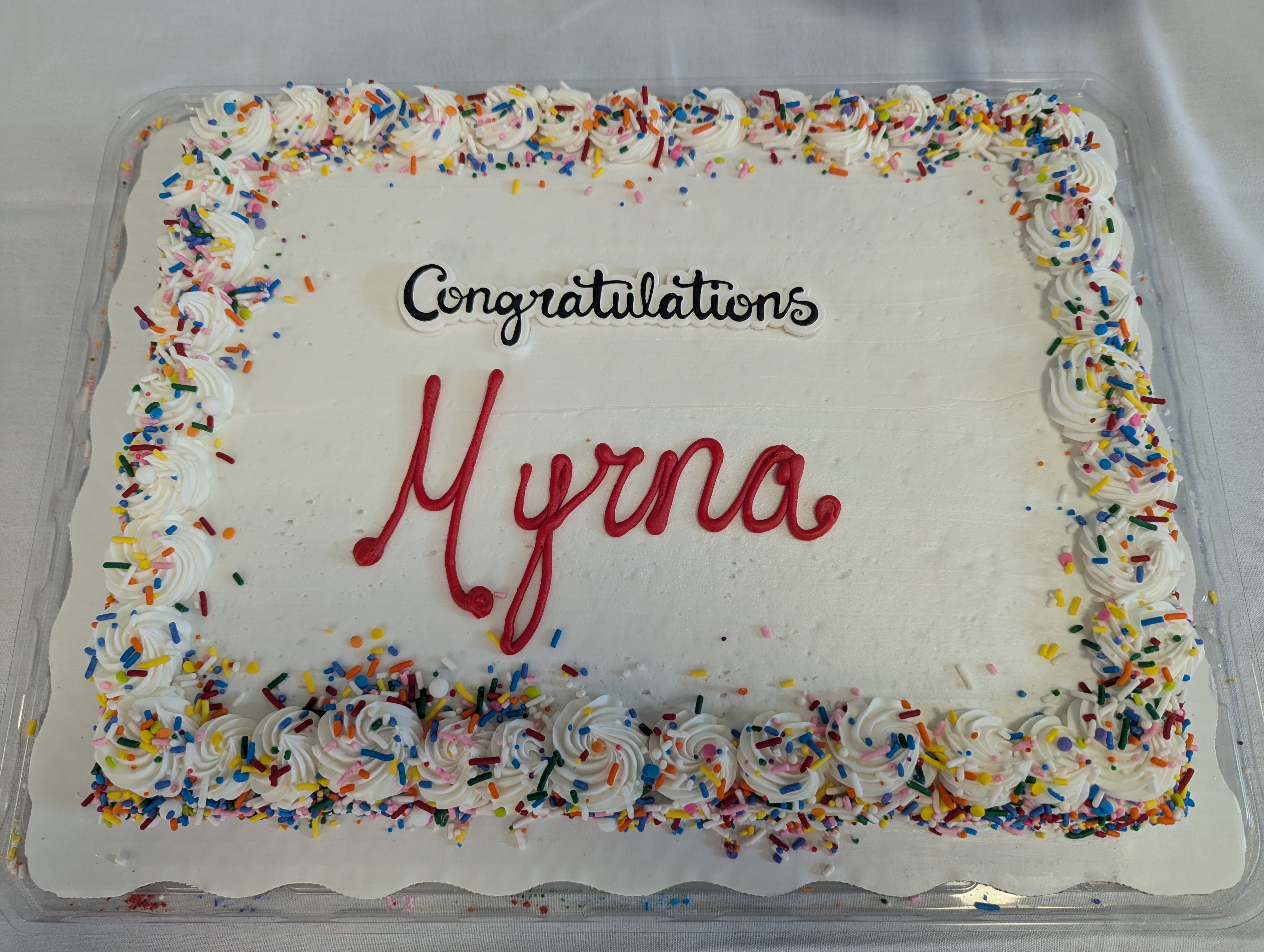 Congratulations, Myrna