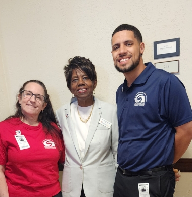 Dr. Gaba in Trenton with students Charlene Maycott and Mike Heston