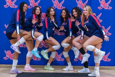 women's volleyball team having fun