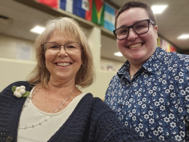 Professor Heather Boone and alumnus Grey Cubano