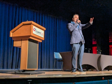 Dr. Bo Zilovic speaks during Media Day