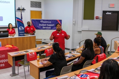 SSS Director Rashawn Martin speaks to students