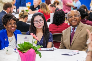 Dr. Gaba, student scholarship recipient and Mr. Peter Gaba
