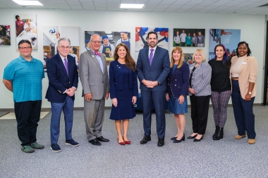 Secretary Chaly with Atlantic Cape employees
