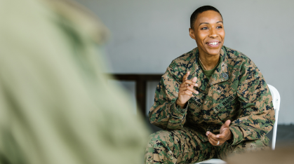 woman veteran smiling