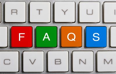 big letters on a keyboard spelling FAQs