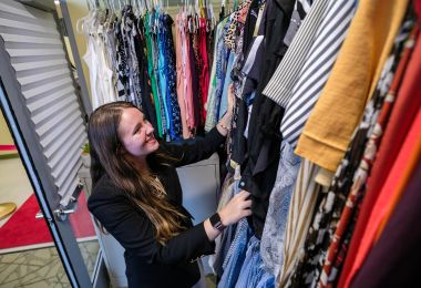 Katherine Kat Jaques looks at a selection of womens clothes