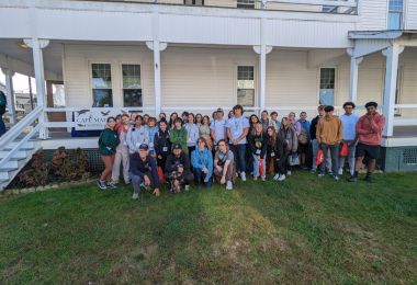 Students from Cape May Tech and Lower Cape May high schools pose for a group photo