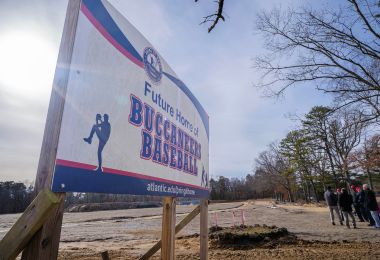 View of the new baseball field from center field