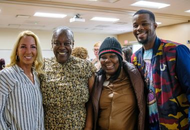 Gina Harvell with friends and family