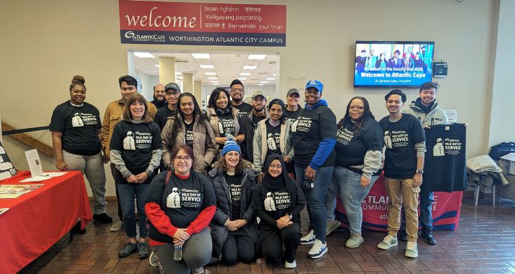 Volunteers from Atlantic Cape gather at the Worthington Atlantic City campus on Dr. MLK, Jr. Day of Service