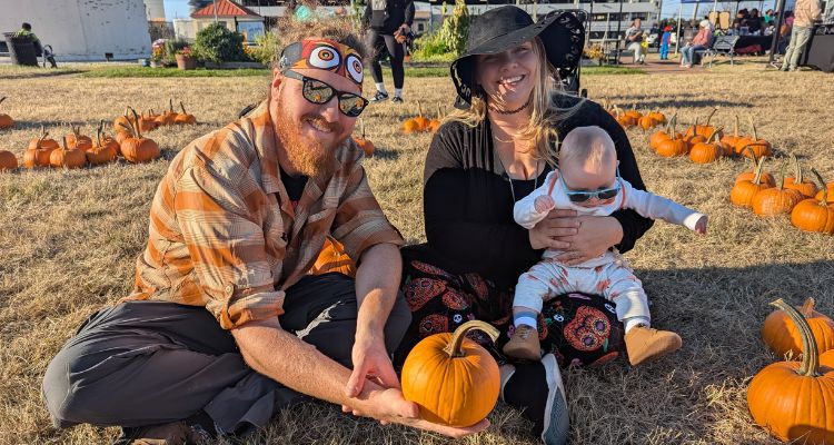 Young family attending the 2nd Annual Pumpkin Patch event at Absecon Lighthouse